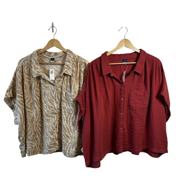 Old Navy Tops - NWT Lot of (2) Old Navy Short Sleeve Shirts Tops Coral Zebra Gauzy Women's XXL